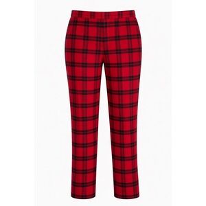 Banana Republic Hayden Pant Women's Red Plaid‎ Pull Elastic Back Slim Straight